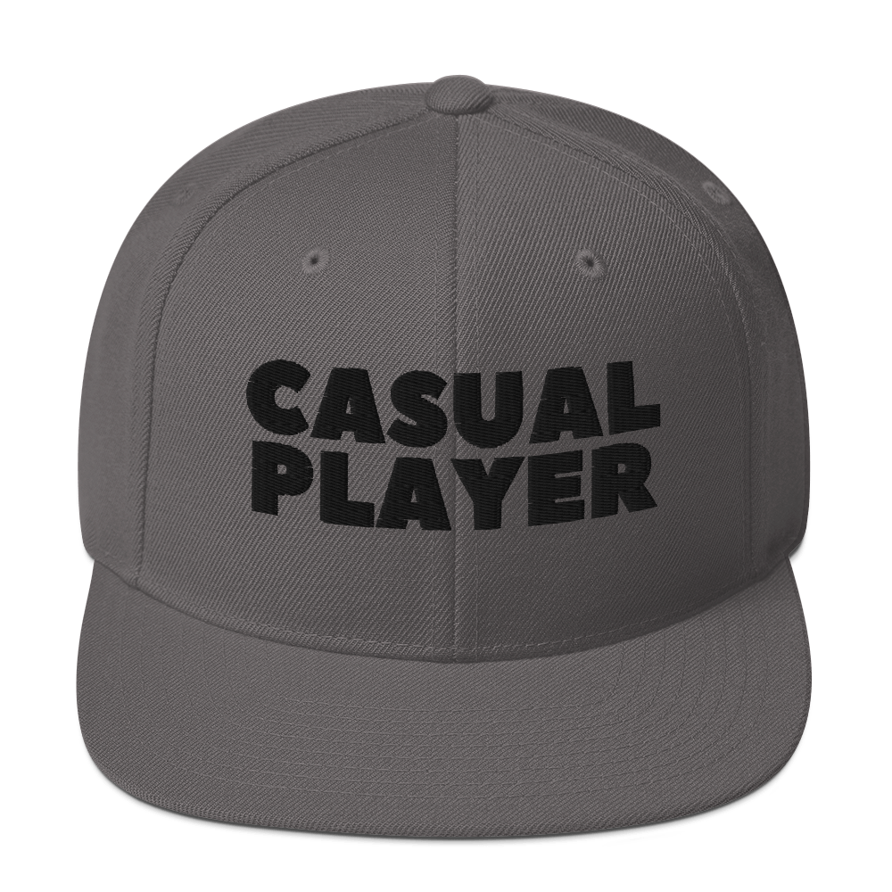 'CASUAL PLAYER' Backgammon Snapback Hat (black embroidery)