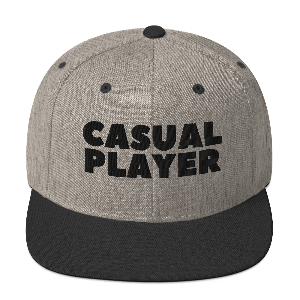 'CASUAL PLAYER' Backgammon Snapback Hat (black embroidery)