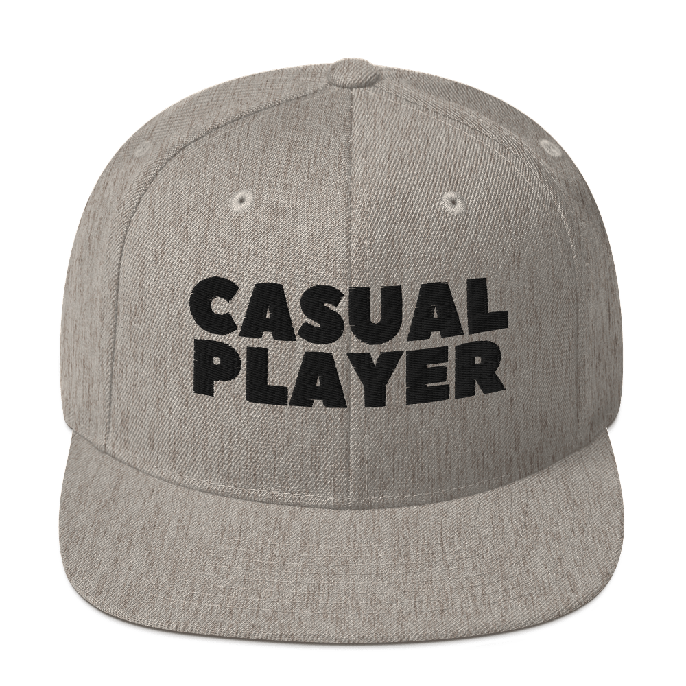 'CASUAL PLAYER' Backgammon Snapback Hat (black embroidery)