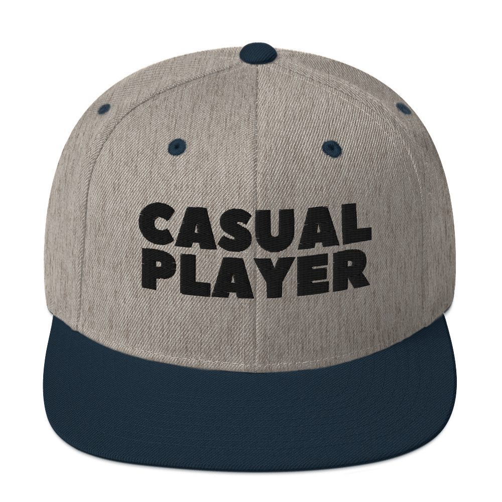 'CASUAL PLAYER' Backgammon Snapback Hat (black embroidery)