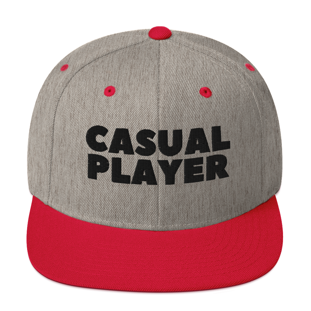 'CASUAL PLAYER' Backgammon Snapback Hat (black embroidery)