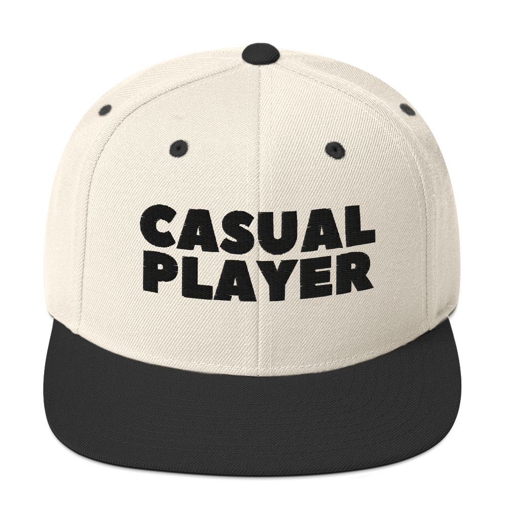 'CASUAL PLAYER' Backgammon Snapback Hat (black embroidery)