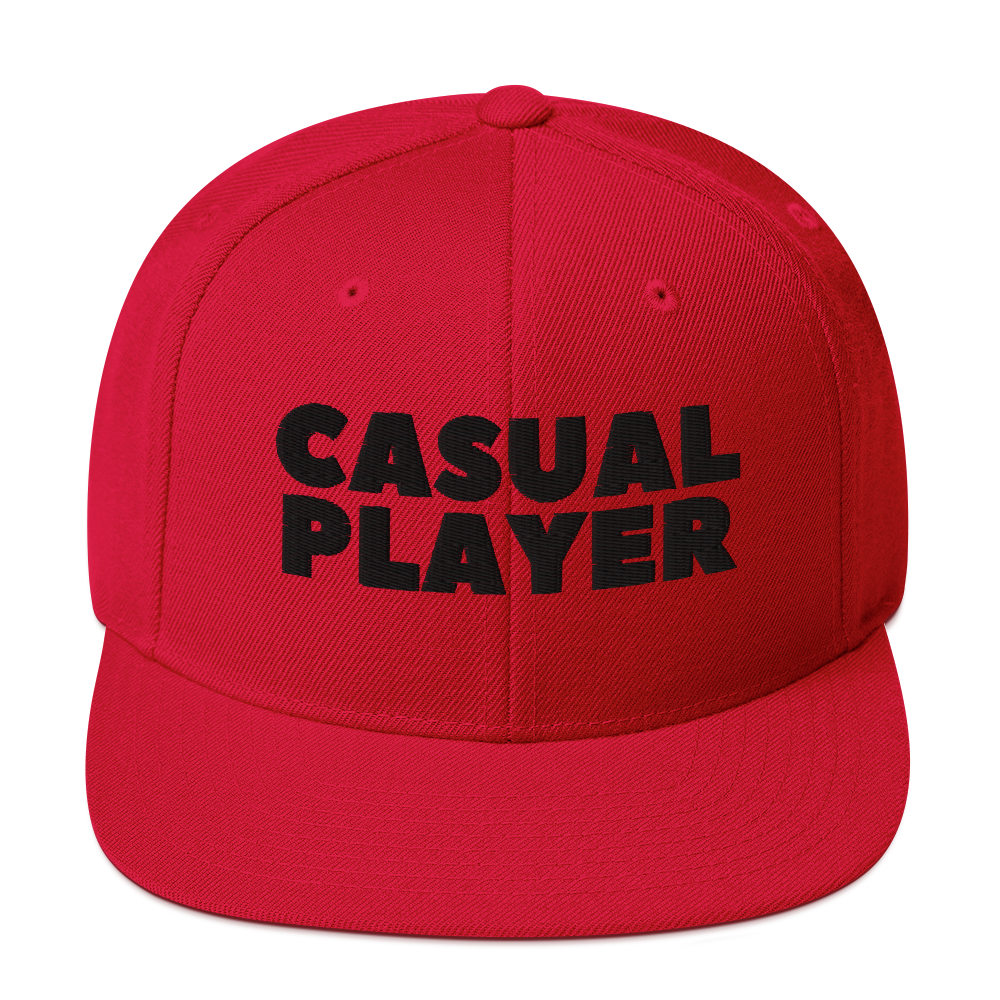 'CASUAL PLAYER' Backgammon Snapback Hat (black embroidery)