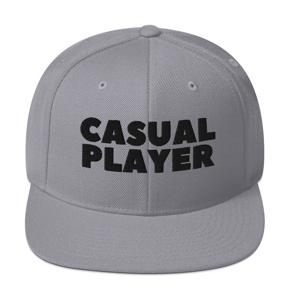 'CASUAL PLAYER' Backgammon Snapback Hat (black embroidery)