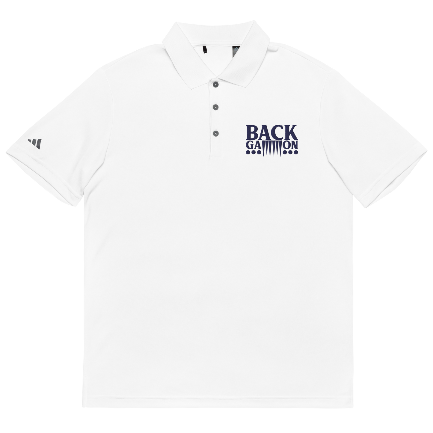 Backgammon Performance Polo Shirt (blue embroidery)