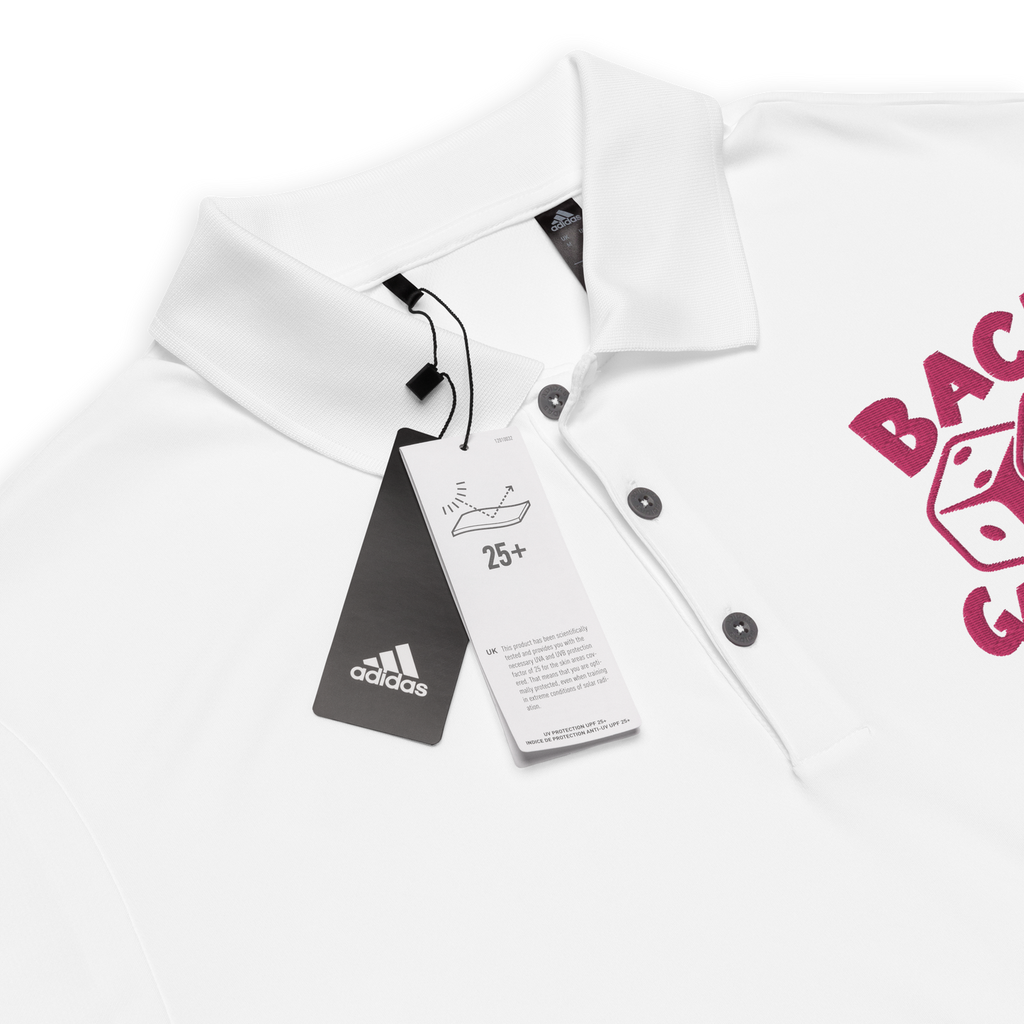 Backgammon Performance Polo Shirt (pink embroidery)