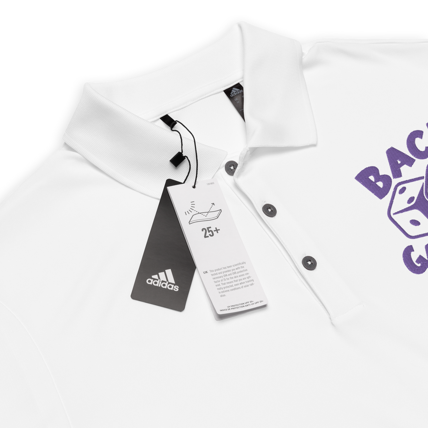 Backgammon Performance Polo Shirt (purple embroidery)