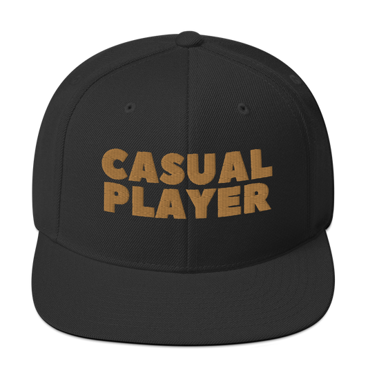 'CASUAL PLAYER' Backgammon Snapback Hat (gold embroidery)