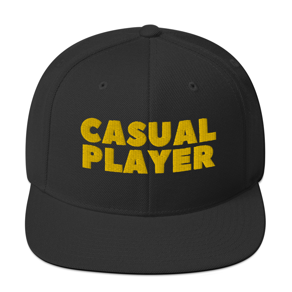 'CASUAL PLAYER' Backgammon Snapback Hat (yellow embroidery)