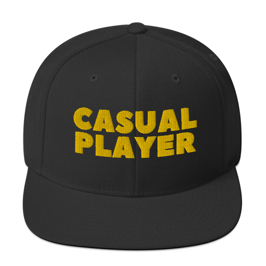 'CASUAL PLAYER' Backgammon Snapback Hat (yellow embroidery)