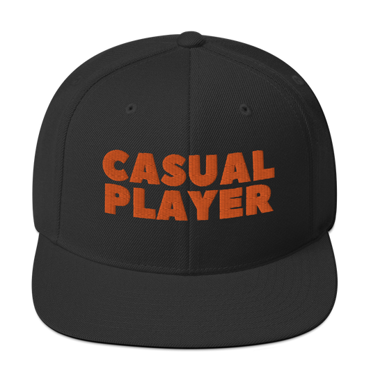 'CASUAL PLAYER' Backgammon Snapback Hat (orange embroidery)