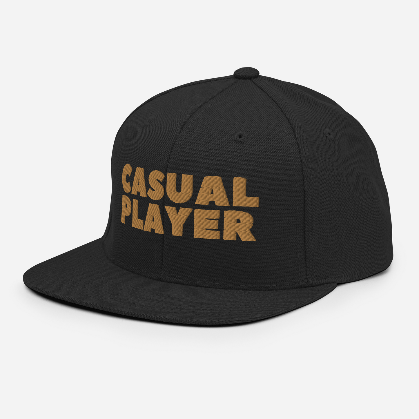 'CASUAL PLAYER' Backgammon Snapback Hat (gold embroidery)