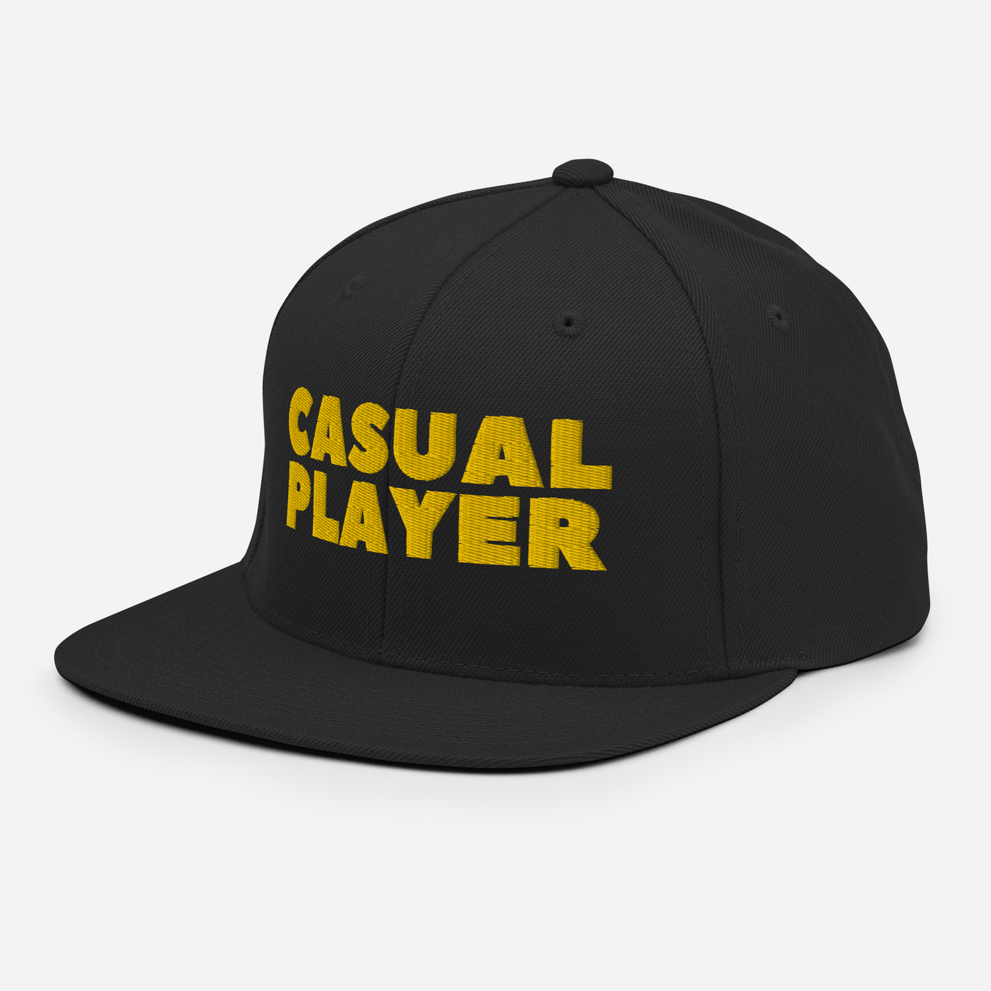 'CASUAL PLAYER' Backgammon Snapback Hat (yellow embroidery)