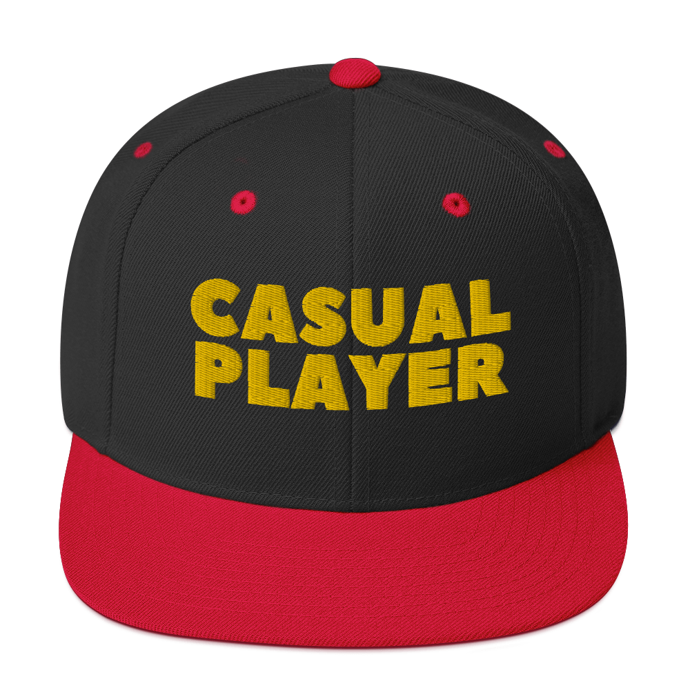 'CASUAL PLAYER' Backgammon Snapback Hat (yellow embroidery)