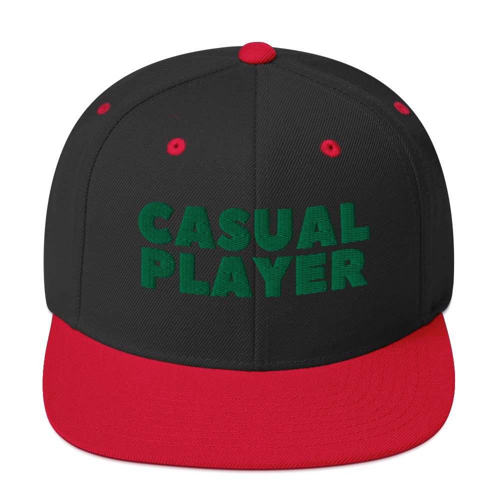 'CASUAL PLAYER' Backgammon Snapback Hat (green embroidery)