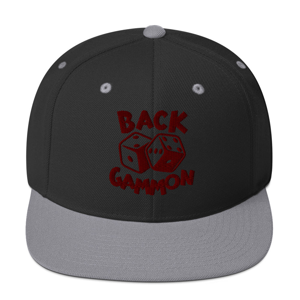 Backgammon Snapback Hat (maroon embroidery)