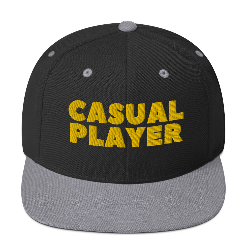 'CASUAL PLAYER' Backgammon Snapback Hat (yellow embroidery)