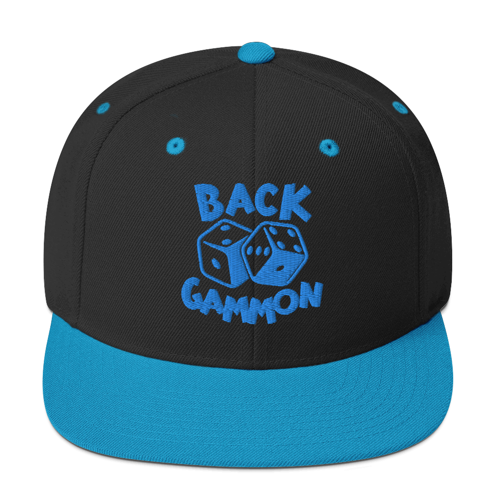 Backgammon Snapback Hat (aqua embroidery)