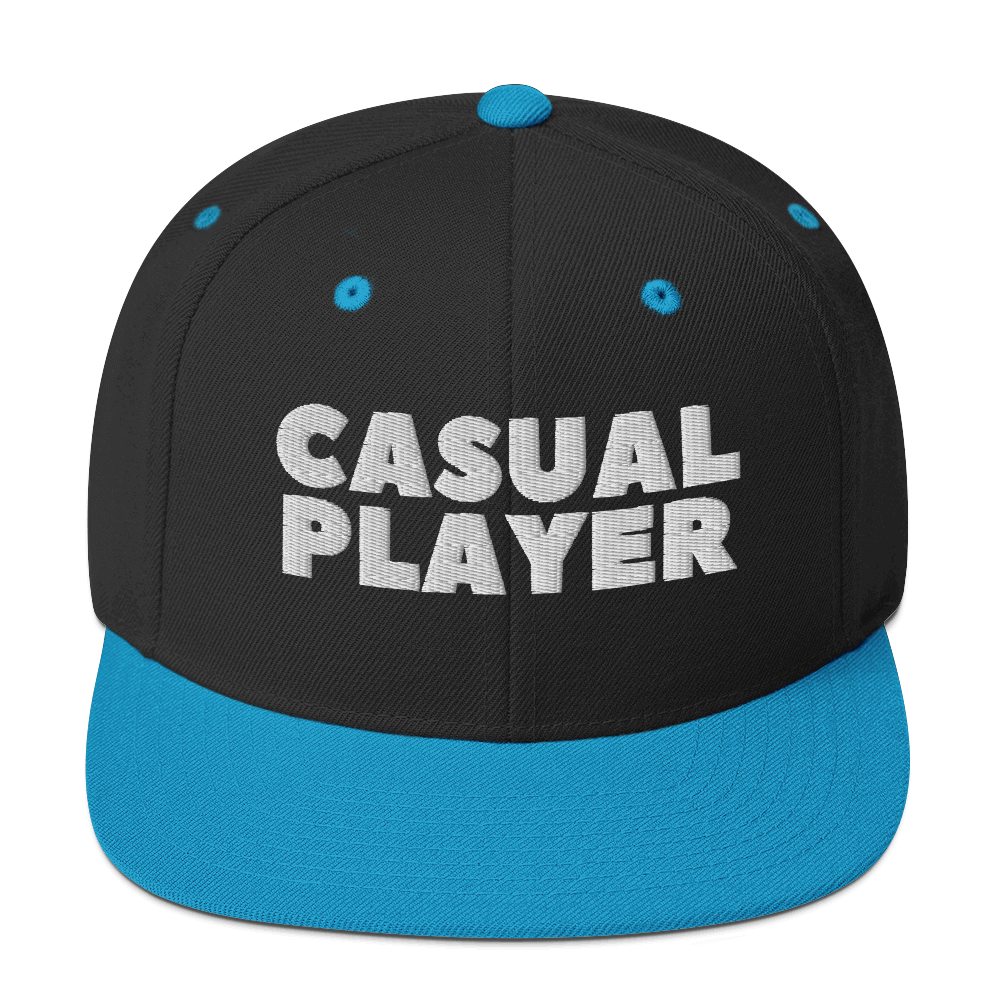 'CASUAL PLAYER' Backgammon Snapback Hat (white embroidery)