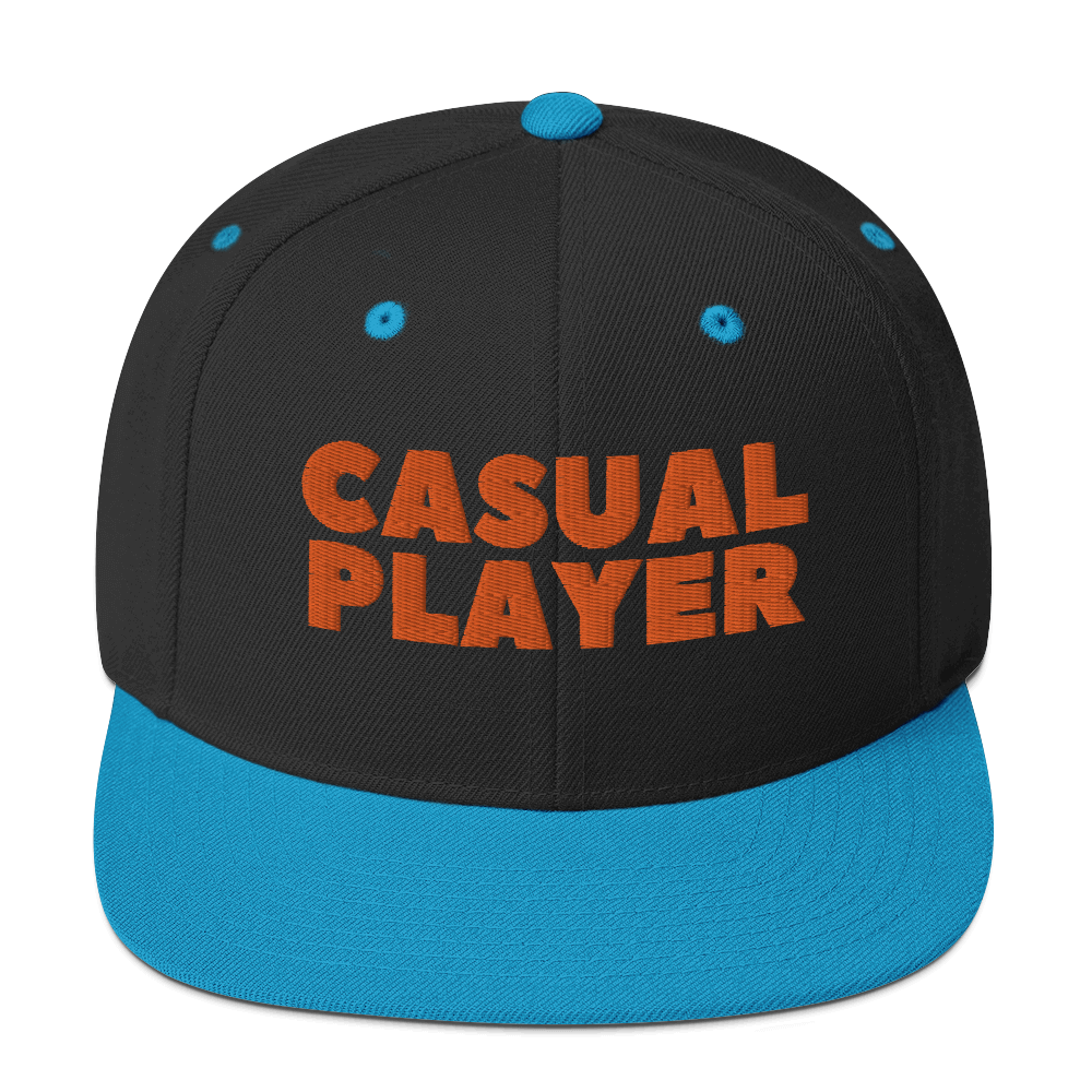 'CASUAL PLAYER' Backgammon Snapback Hat (orange embroidery)