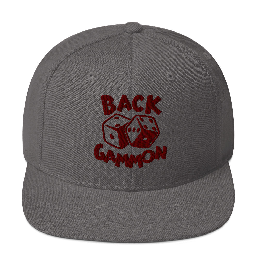 Backgammon Snapback Hat (maroon embroidery)