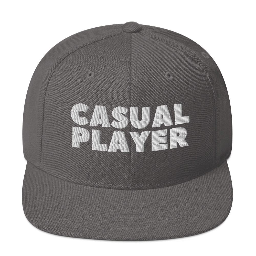 'CASUAL PLAYER' Backgammon Snapback Hat (white embroidery)