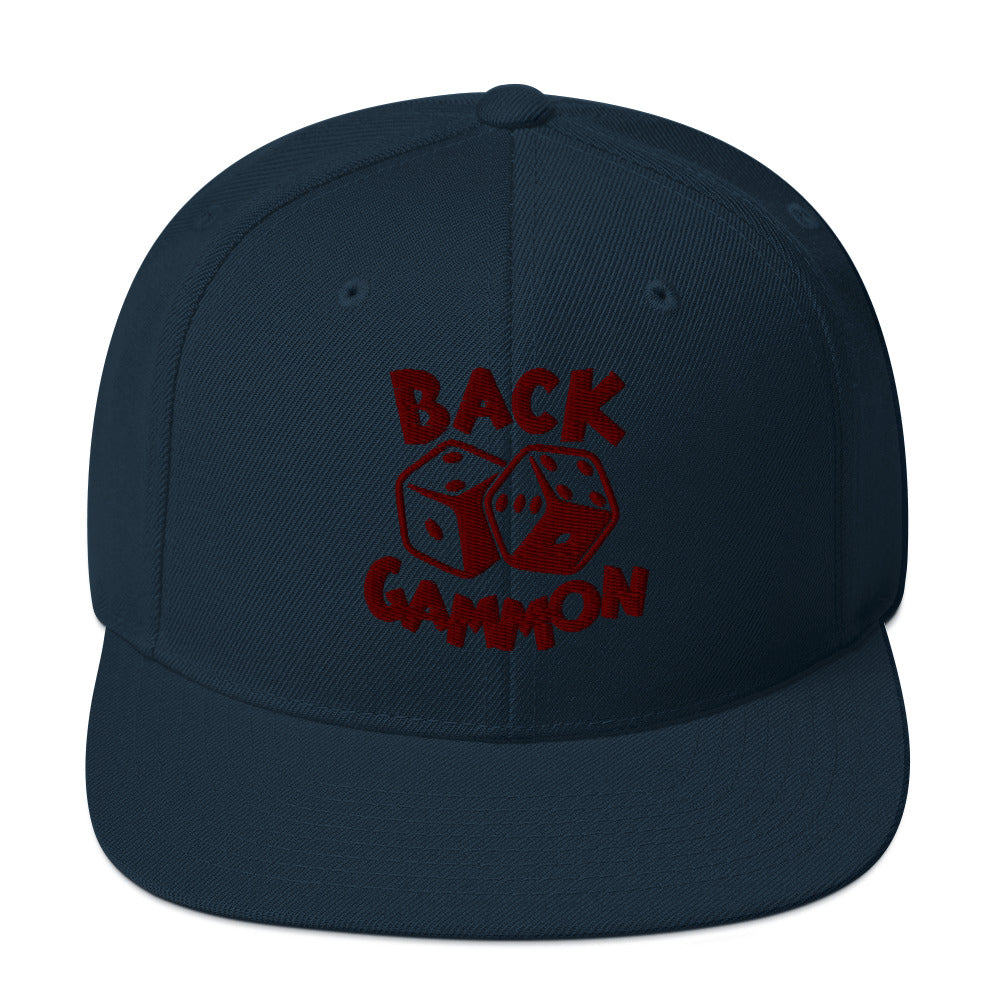 Backgammon Snapback Hat (maroon embroidery)