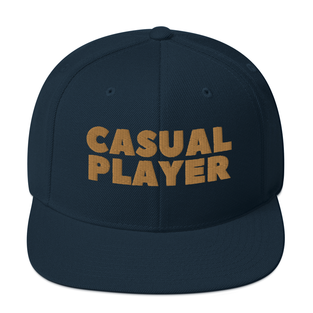 'CASUAL PLAYER' Backgammon Snapback Hat (gold embroidery)