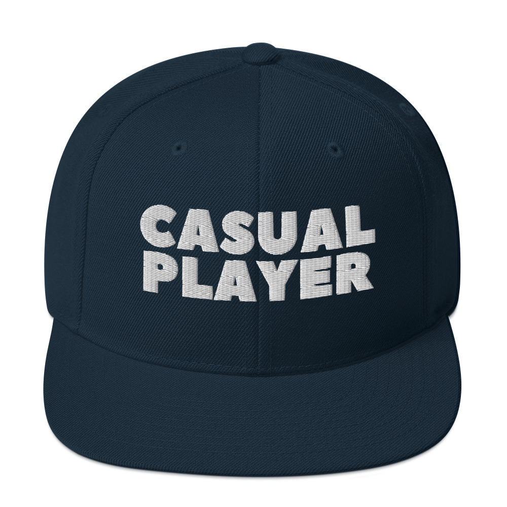 'CASUAL PLAYER' Backgammon Snapback Hat (white embroidery)