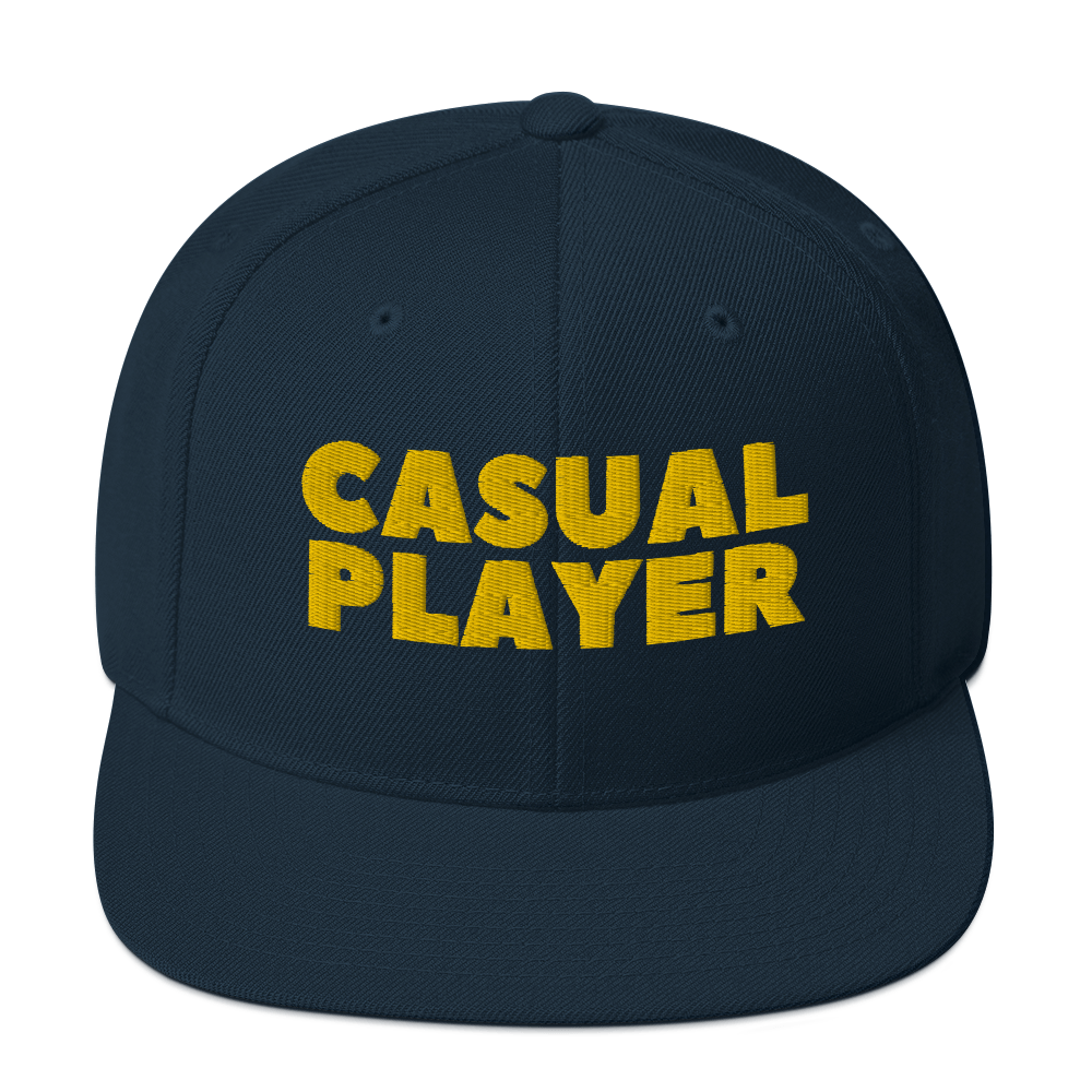 'CASUAL PLAYER' Backgammon Snapback Hat (yellow embroidery)