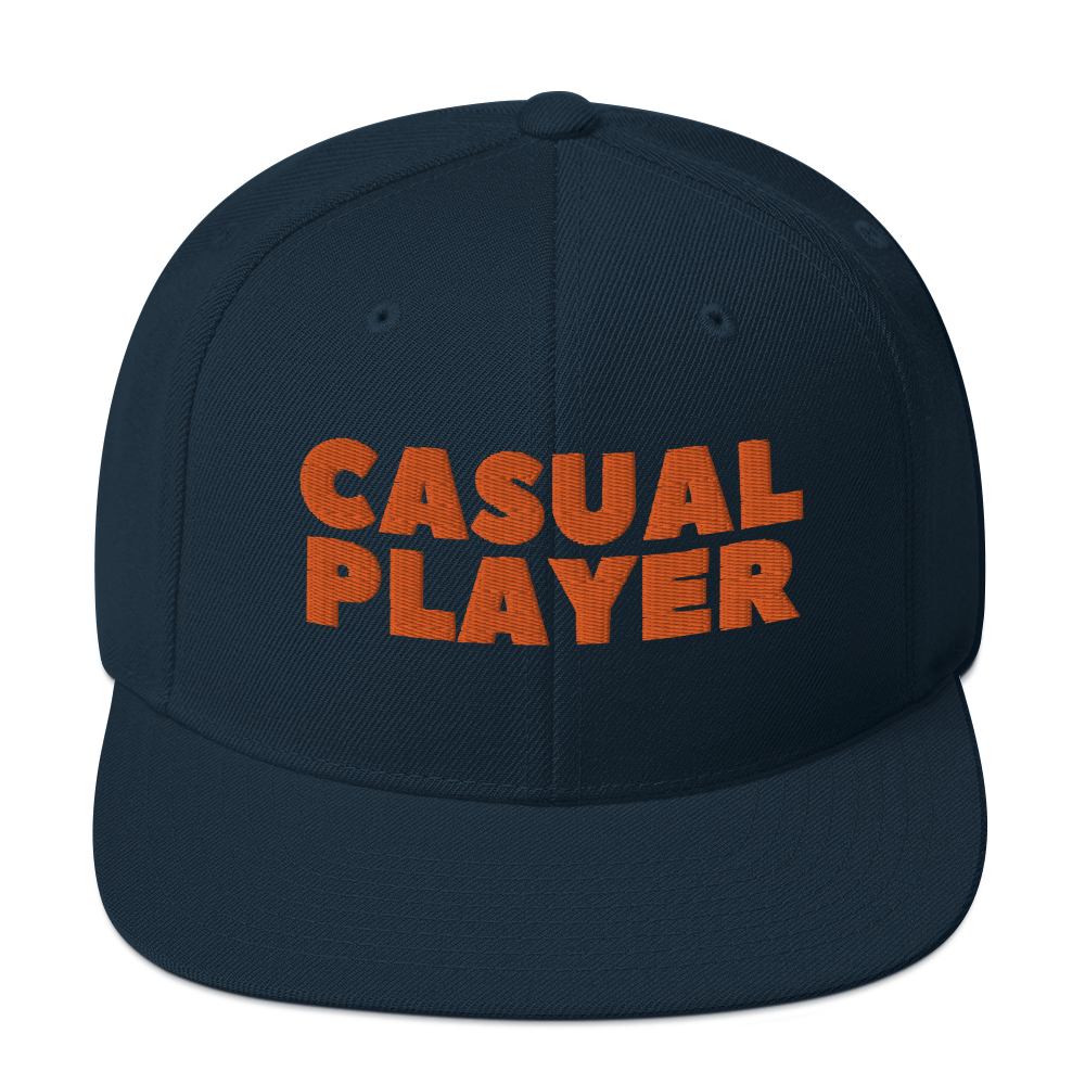 'CASUAL PLAYER' Backgammon Snapback Hat (orange embroidery)