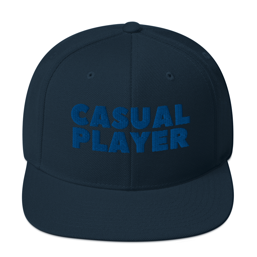 'CASUAL PLAYER' Backgammon Snapback Hat (blue embroidery)