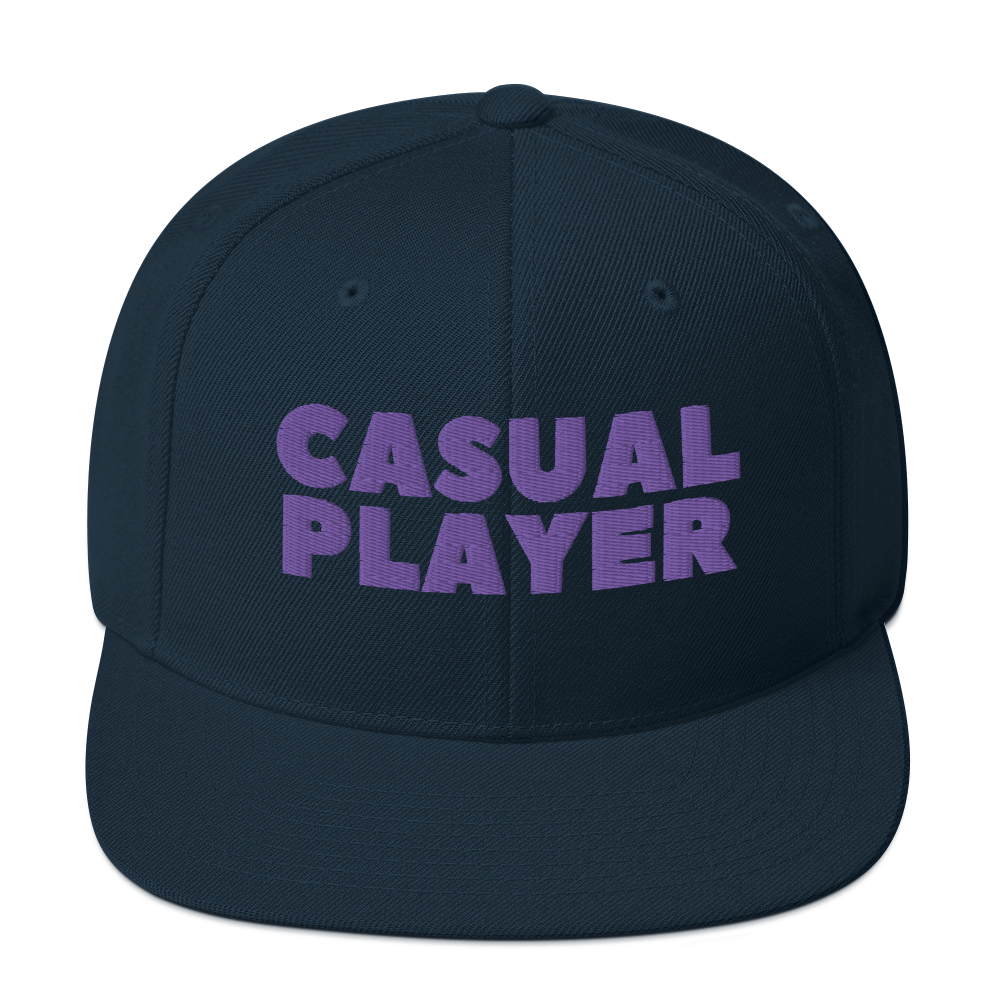 'CASUAL PLAYER' Backgammon Snapback Hat (purple embroidery)