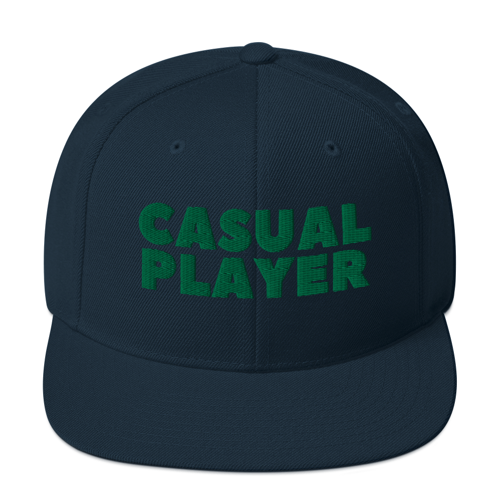 'CASUAL PLAYER' Backgammon Snapback Hat (green embroidery)