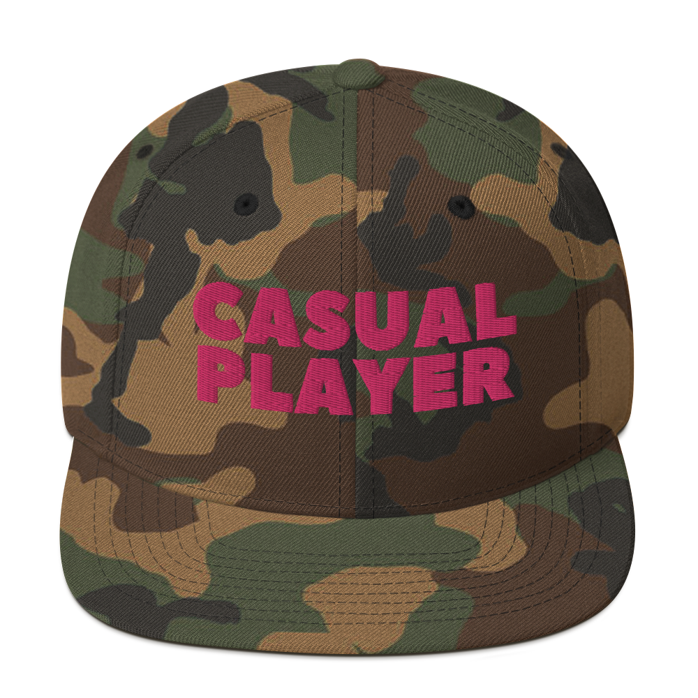 'CASUAL PLAY' Backgammon Snapback Hat (pink embroidery)