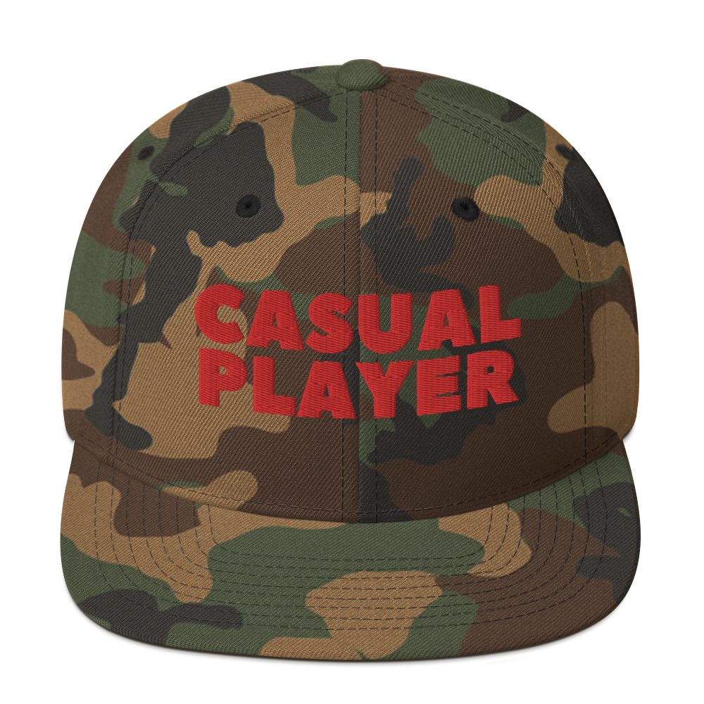 'CASUAL PLAYER' Backgammon Snapback Hat (red embroidery)