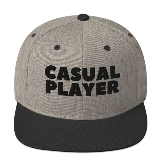 'CASUAL PLAYER' Backgammon Snapback Hat (black embroidery)