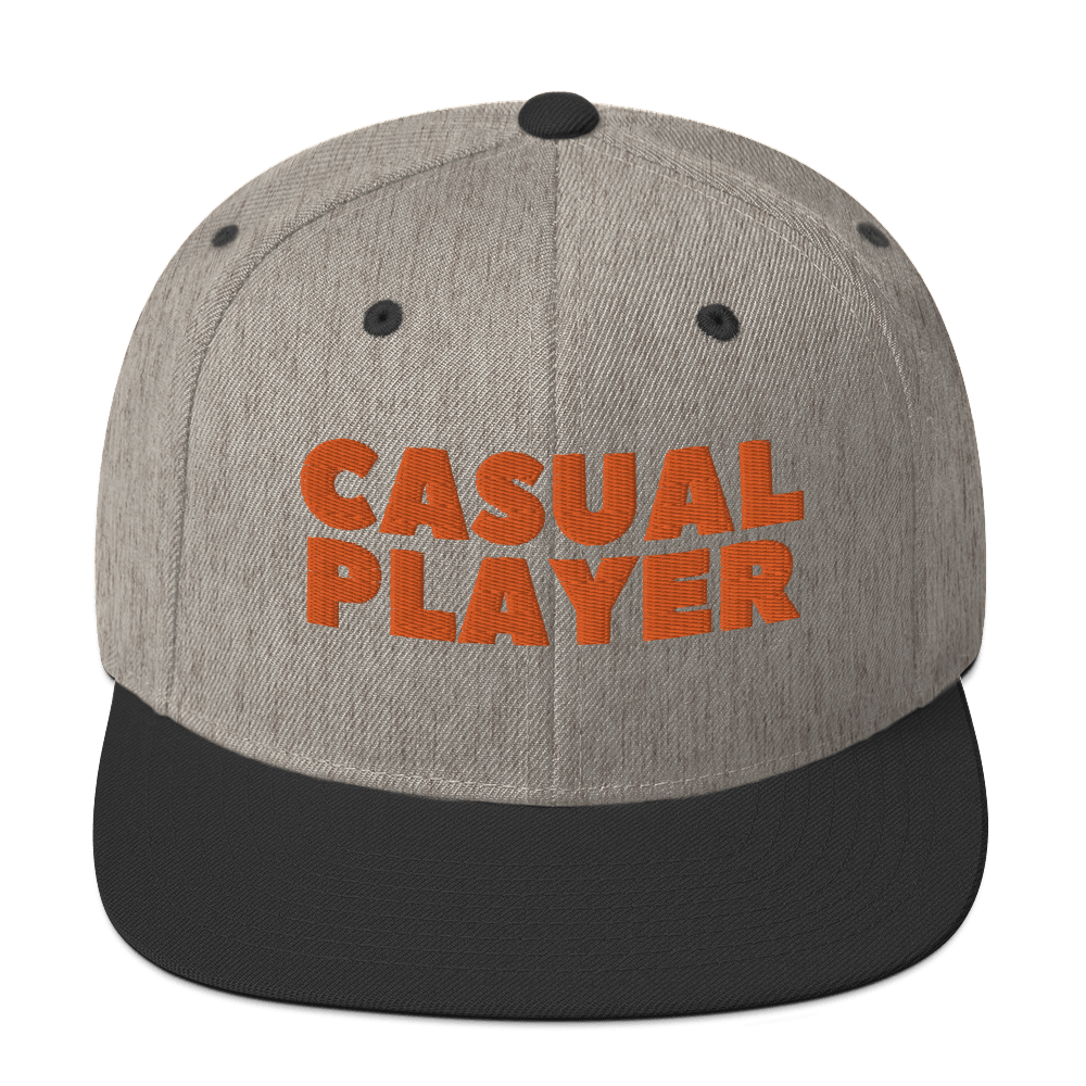 'CASUAL PLAYER' Backgammon Snapback Hat (orange embroidery)