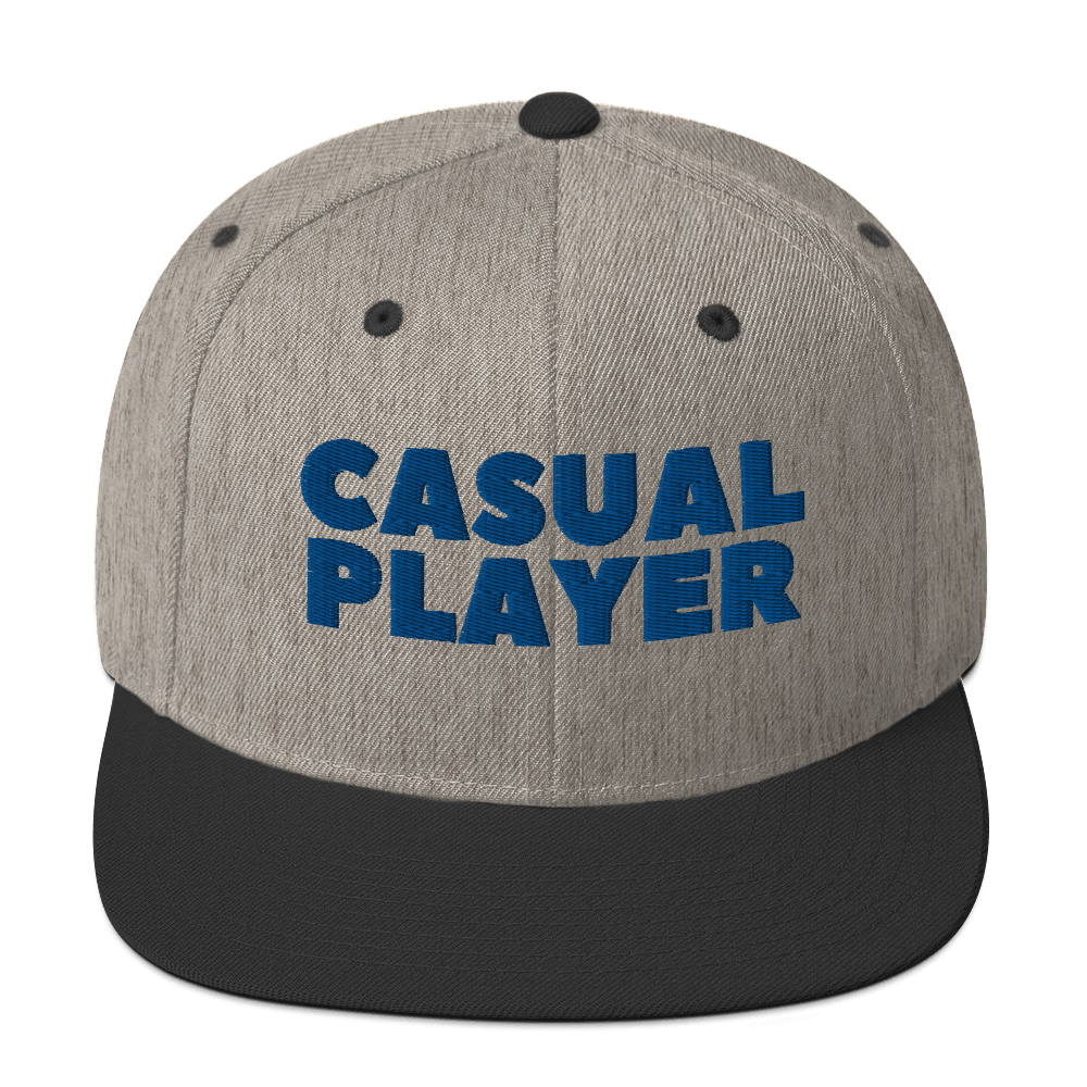 'CASUAL PLAYER' Backgammon Snapback Hat (blue embroidery)