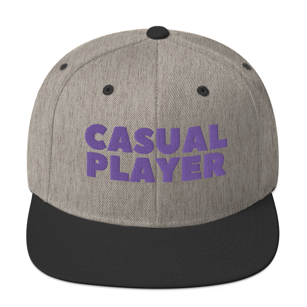 'CASUAL PLAYER' Backgammon Snapback Hat (purple embroidery)