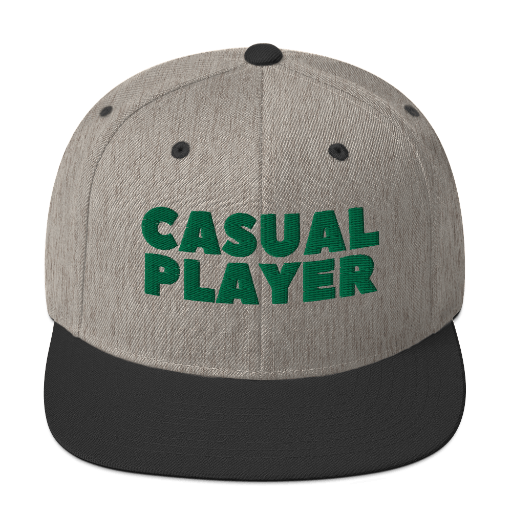 'CASUAL PLAYER' Backgammon Snapback Hat (green embroidery)