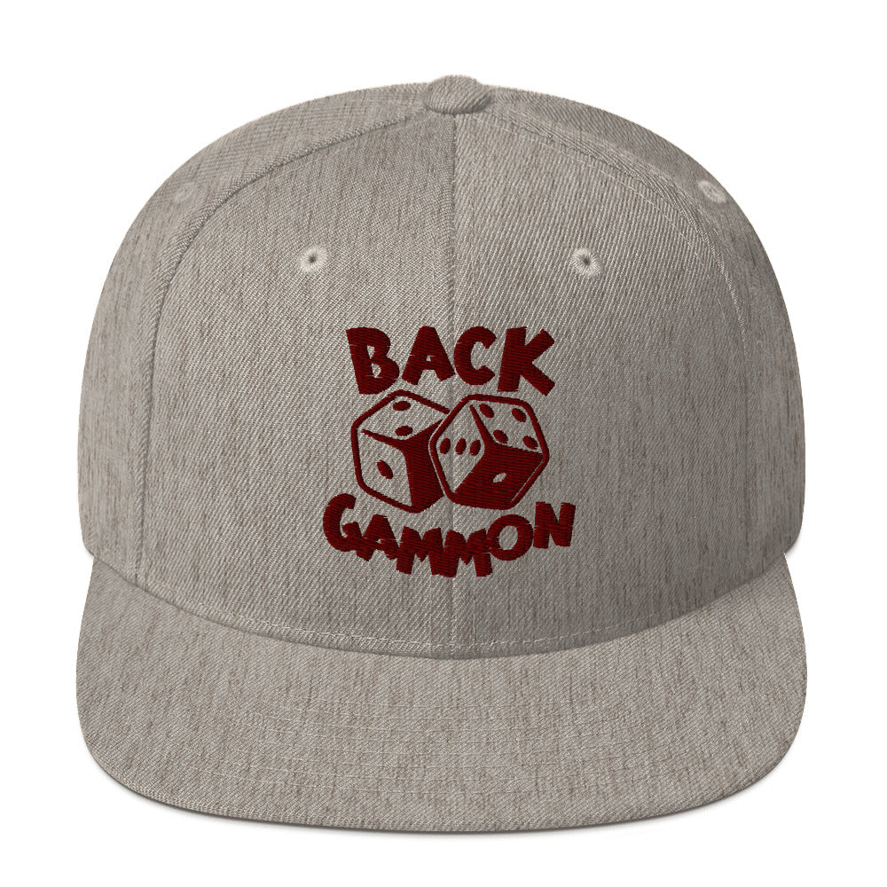 Backgammon Snapback Hat (maroon embroidery)