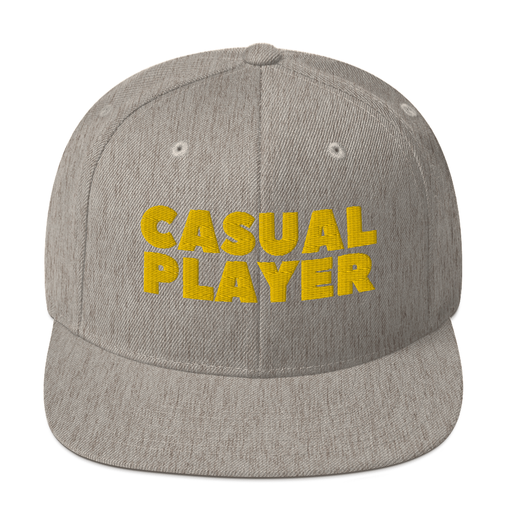 'CASUAL PLAYER' Backgammon Snapback Hat (yellow embroidery)