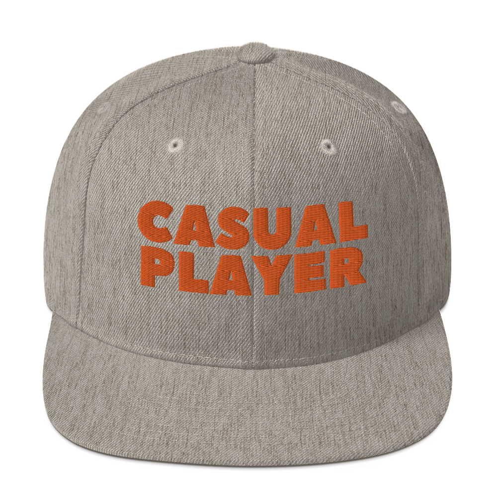 'CASUAL PLAYER' Backgammon Snapback Hat (orange embroidery)