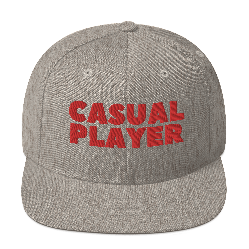 'CASUAL PLAYER' Backgammon Snapback Hat (red embroidery)