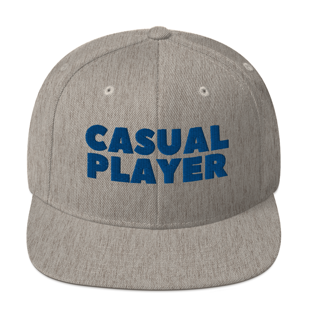 'CASUAL PLAYER' Backgammon Snapback Hat (blue embroidery)