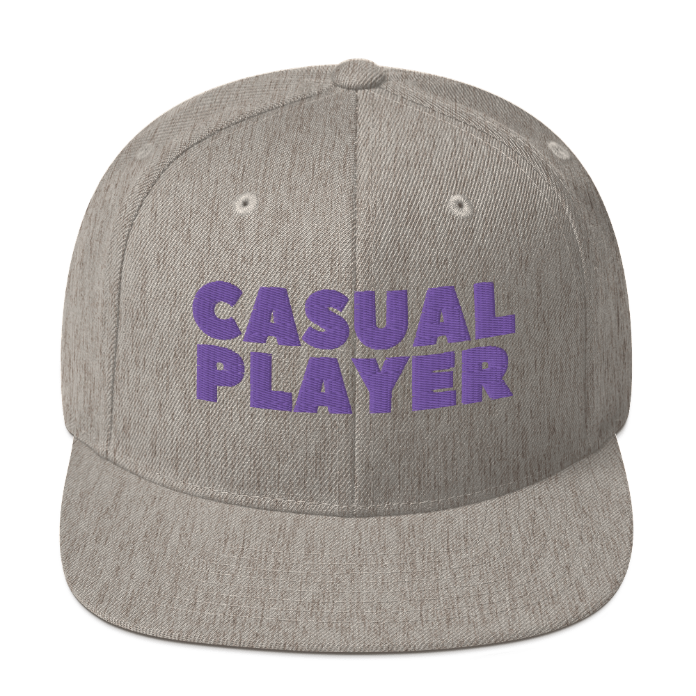 'CASUAL PLAYER' Backgammon Snapback Hat (purple embroidery)