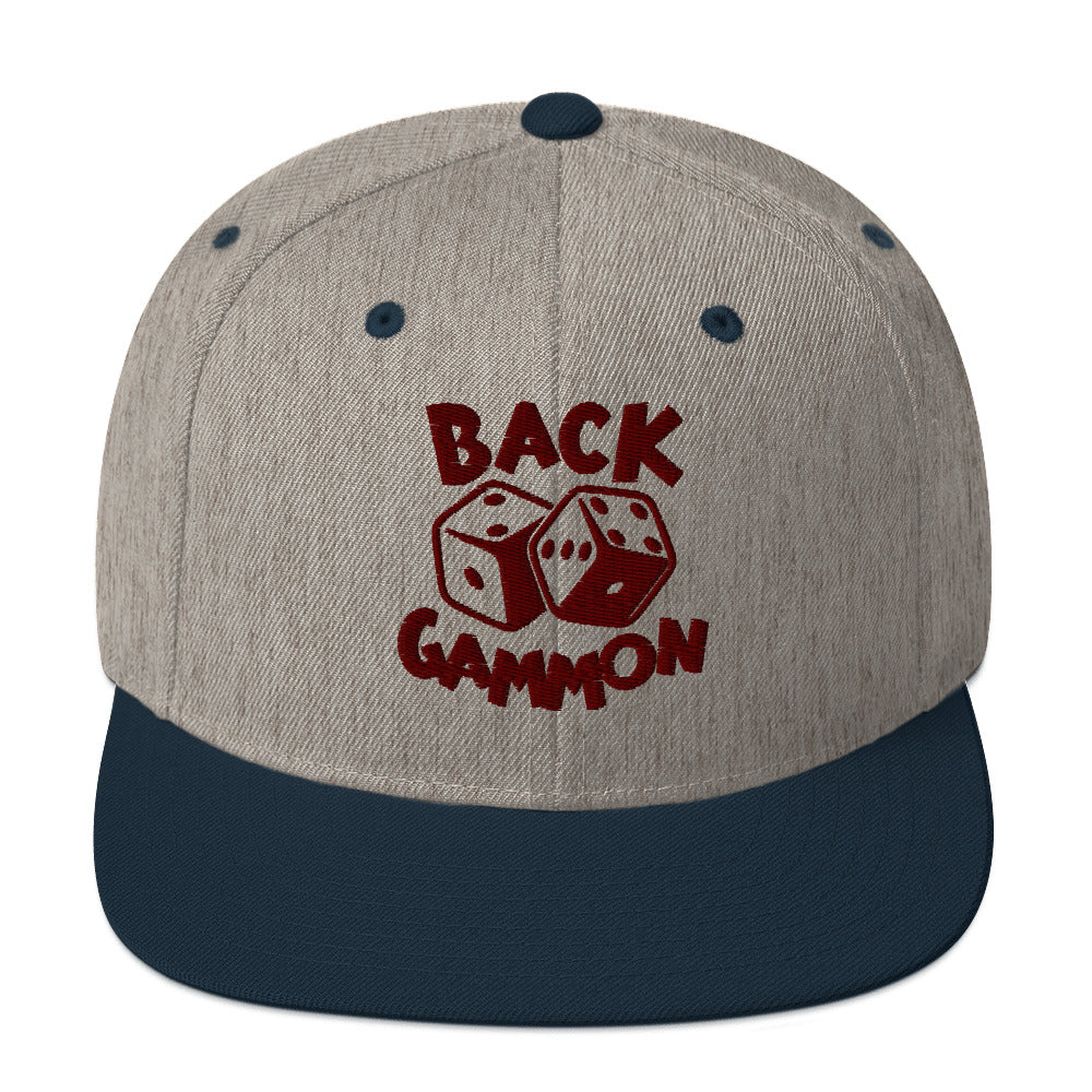 Backgammon Snapback Hat (maroon embroidery)