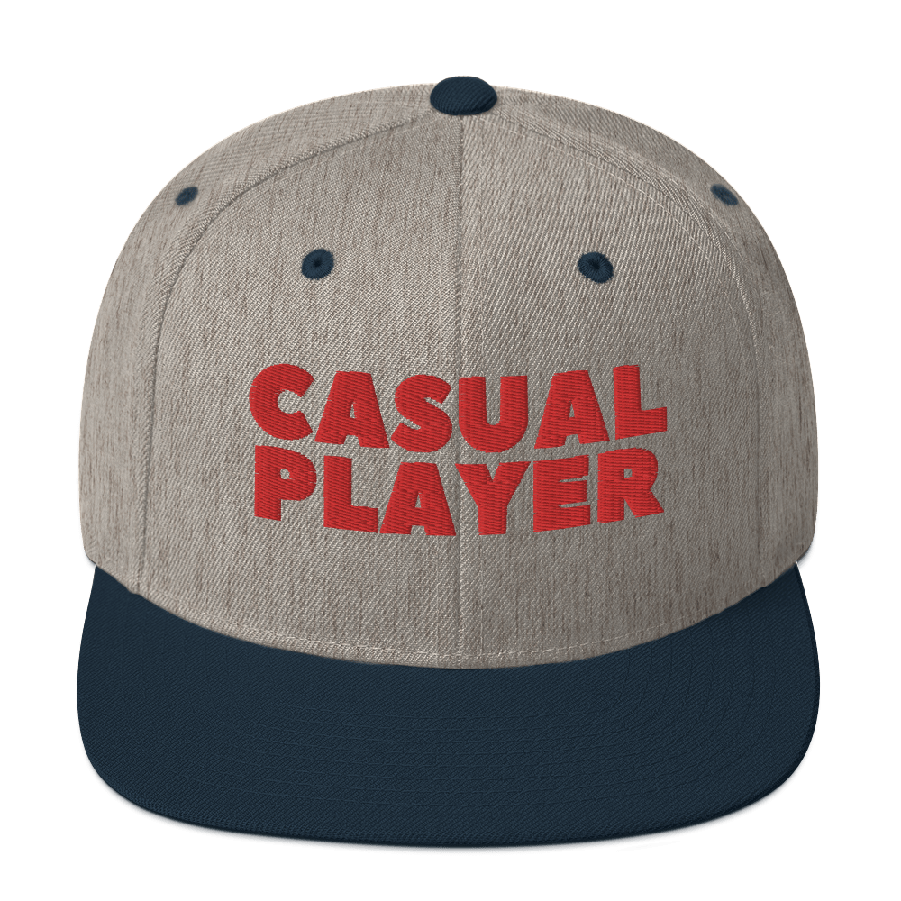 'CASUAL PLAYER' Backgammon Snapback Hat (red embroidery)