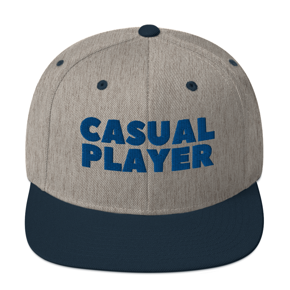 'CASUAL PLAYER' Backgammon Snapback Hat (blue embroidery)